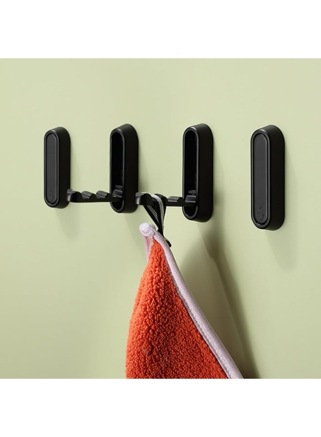 kunshao 4 Pack Foldable Invisible Wall Hooks, Zinc Alloy Retractable Hidden Design, Minimalist Black for Bathroom Closet Scarf Hat Robe Key and Bag - Image 3